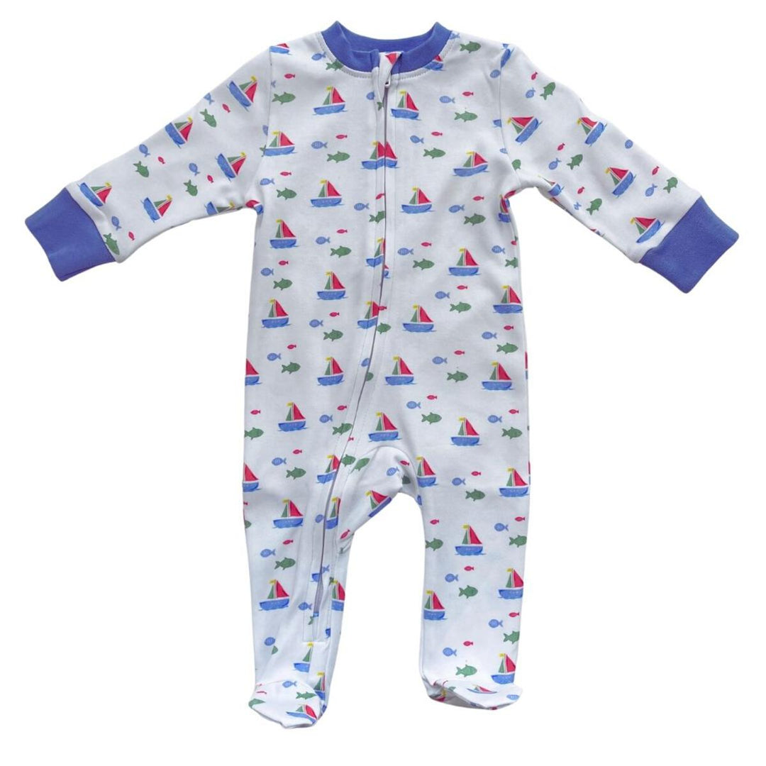 Footed Romper Sailing Fish Primary