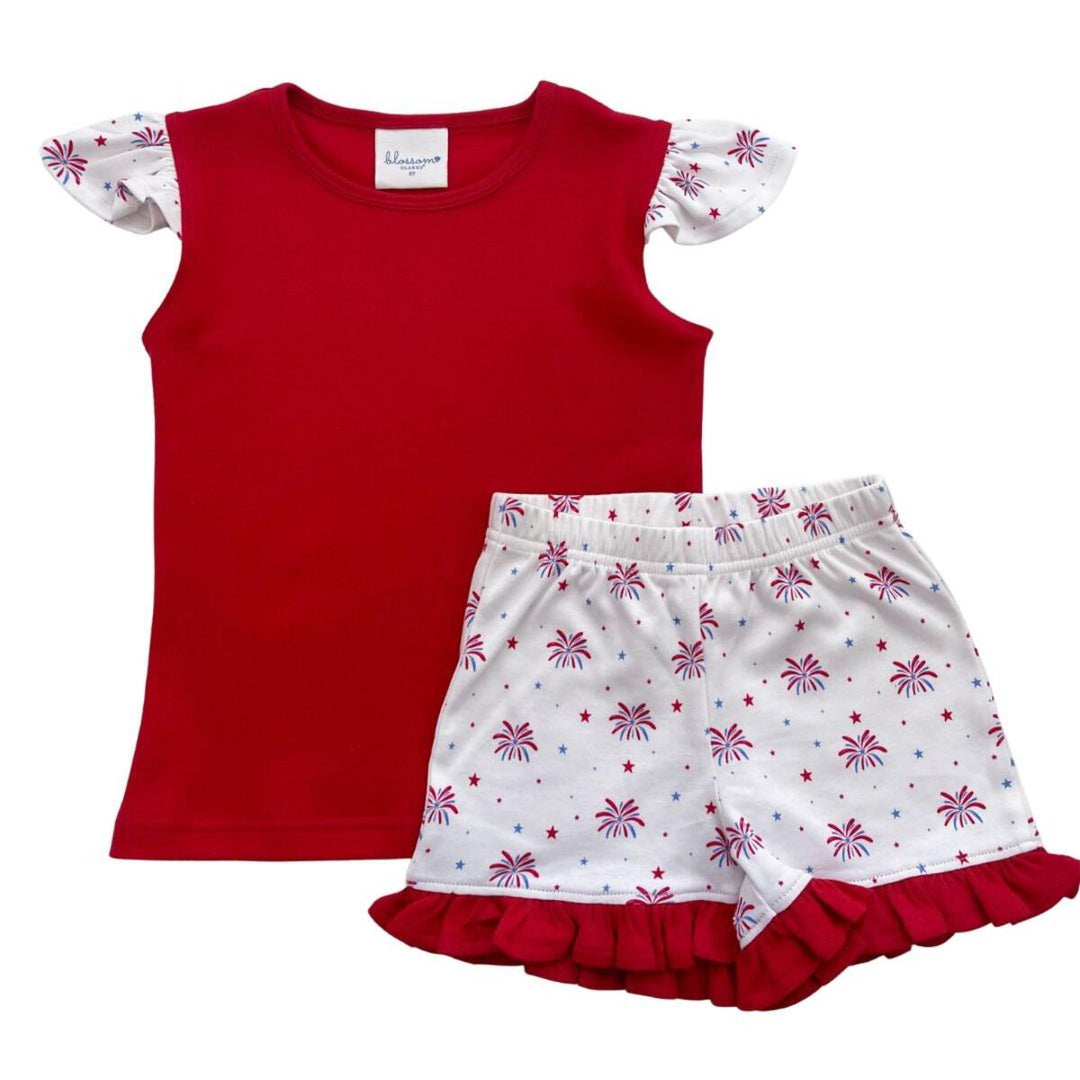 Little Firecracker Ruffle Short Set
