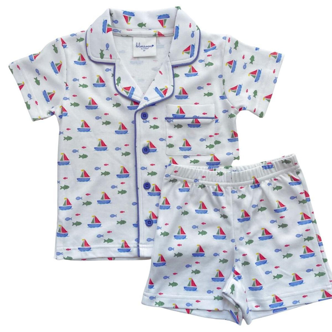 Boys Button/Short Pjs Sailing Fish