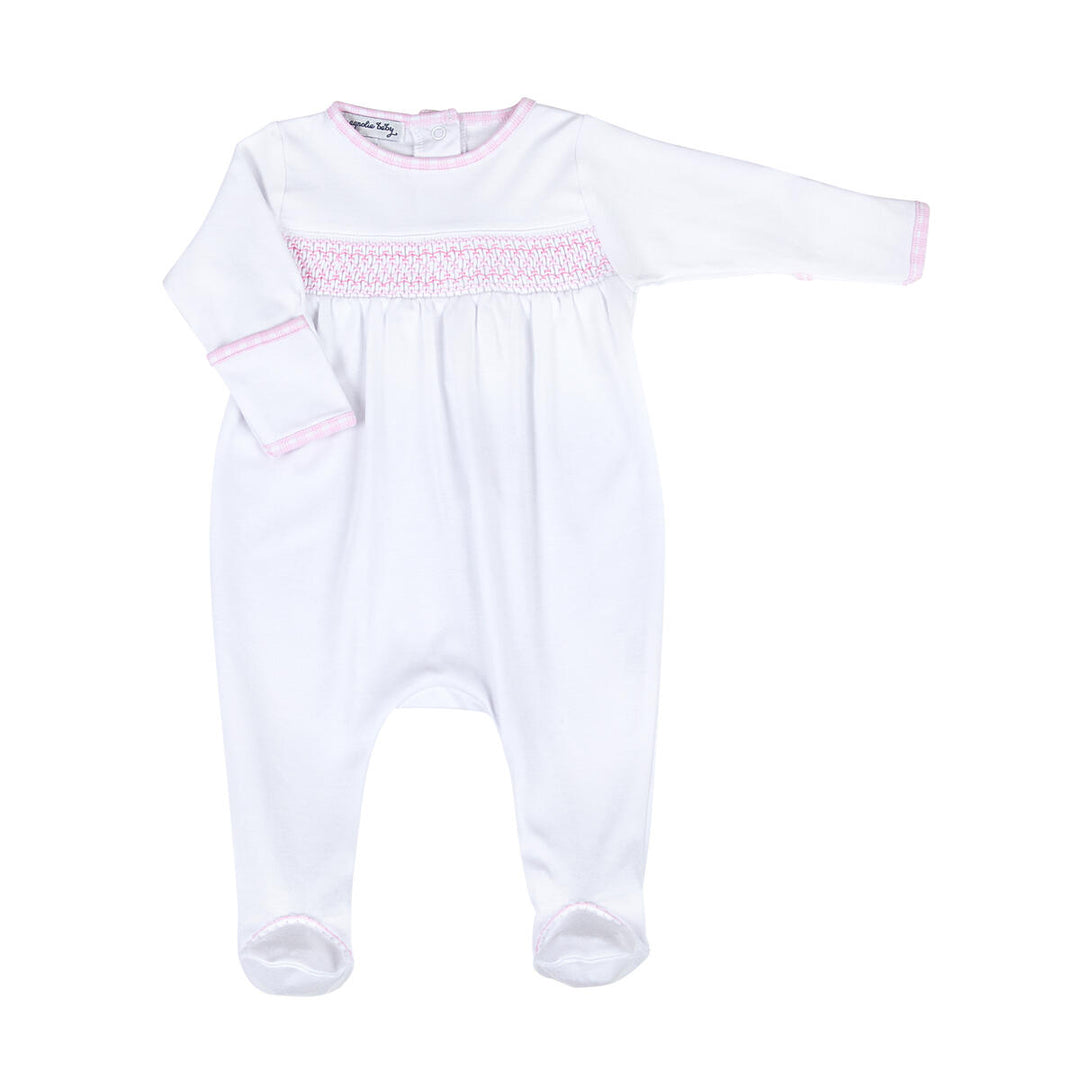 New Beginnings Smocked Footie- Pink