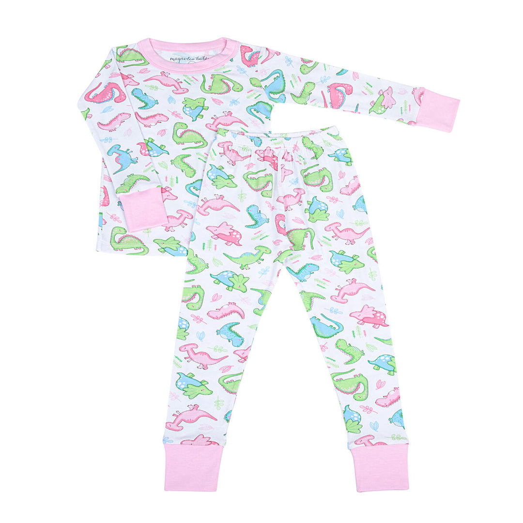 Dino Pajamas Pink LS