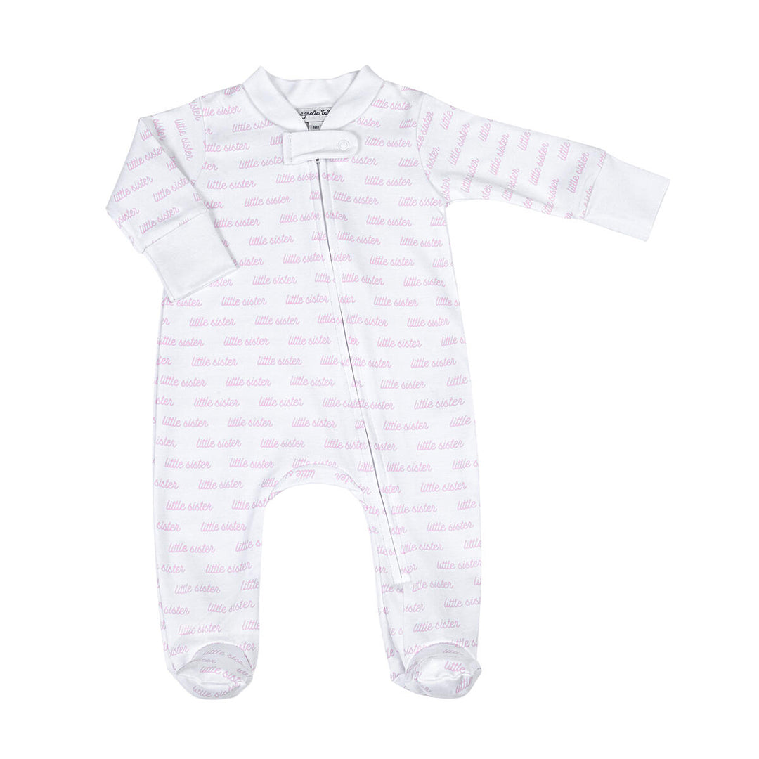 Little Sister Printed Footie White