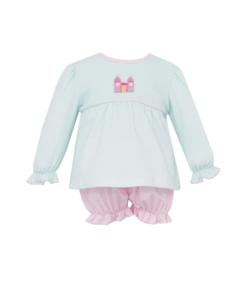 Princess Castle Aqua LS Bloomer Set