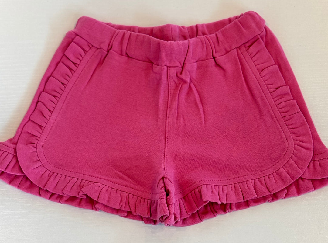 Ruffle Trim Shorts-Hot Pink