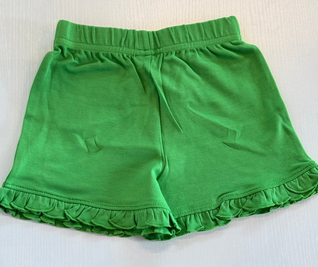 Ruffle Trim Shorts-Bright Green