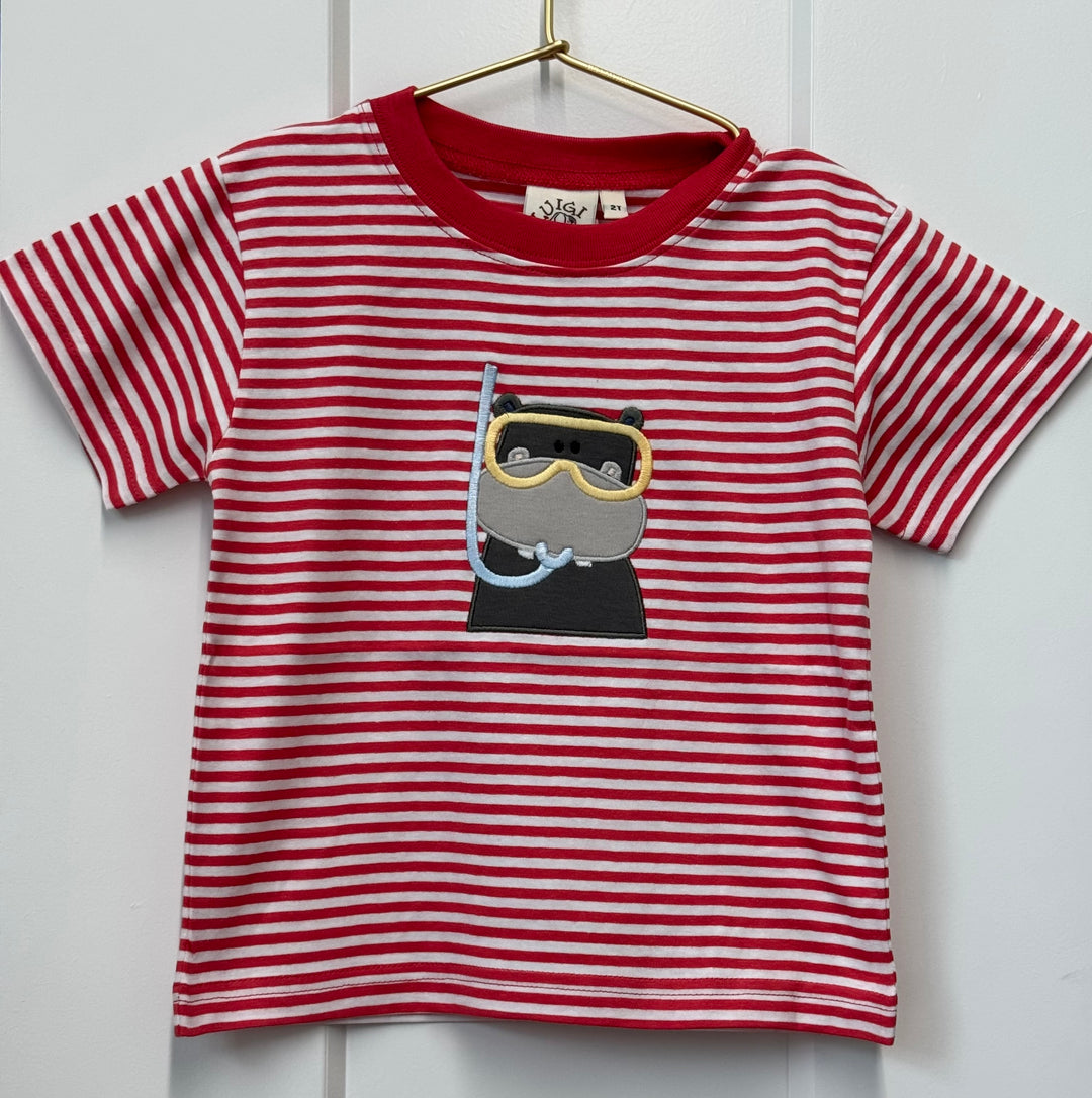 Striped S/S T-Shirt-Scuba Hippo