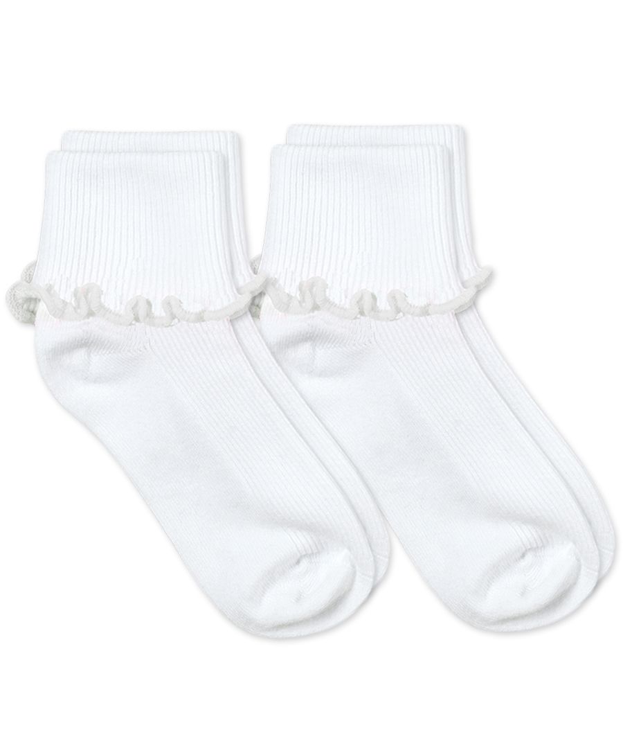 Ripple Turn Cuff Sock 2pack White