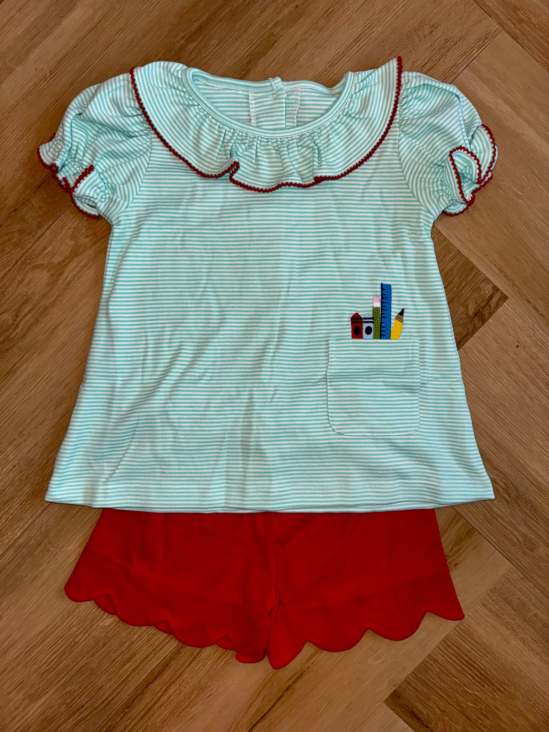 School Supplies Girl Short Set