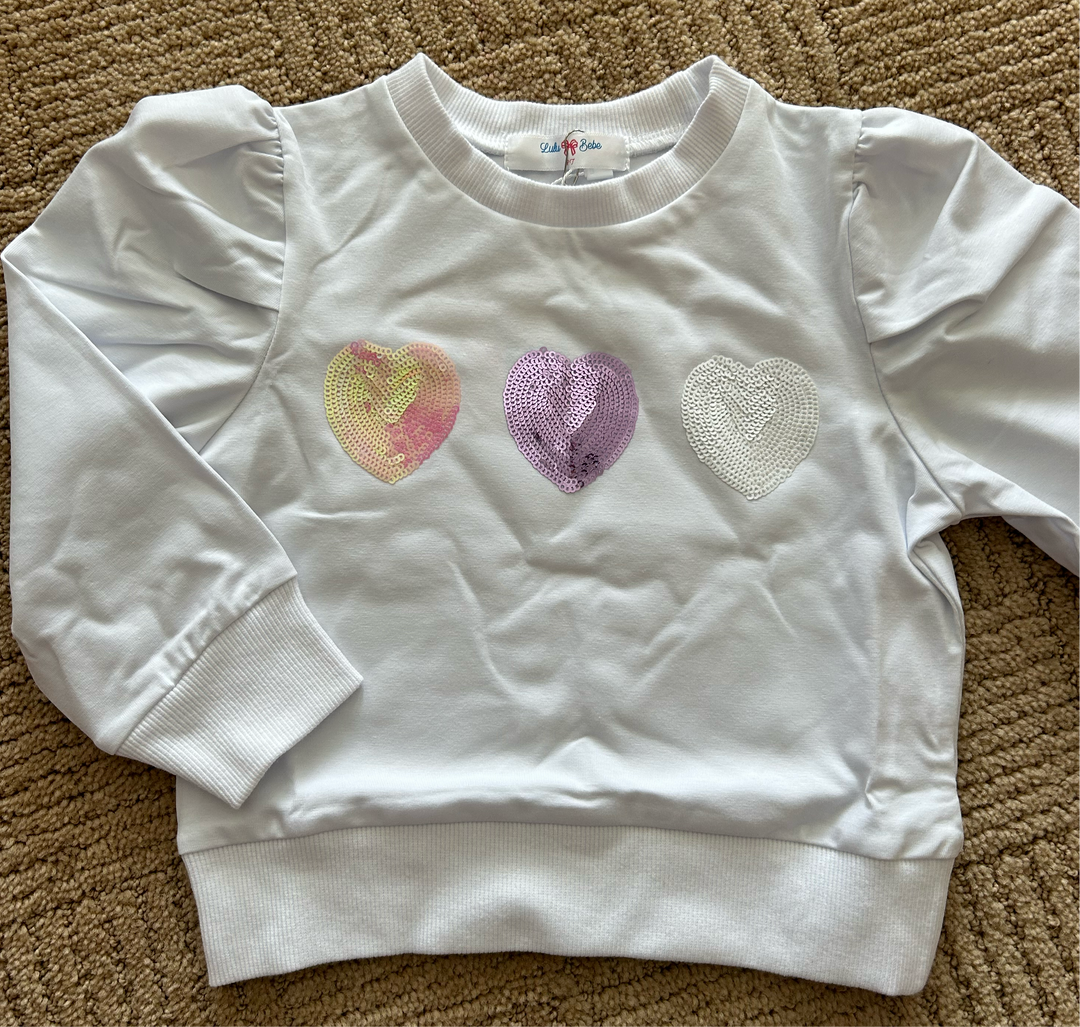 Lily LS Puff Shirt Sequin Heart