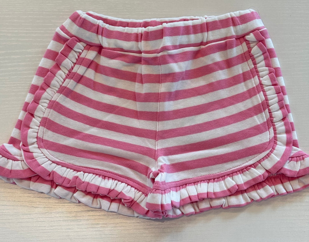 Ruffle Trim Shorts-Lt Bubblegum/White
