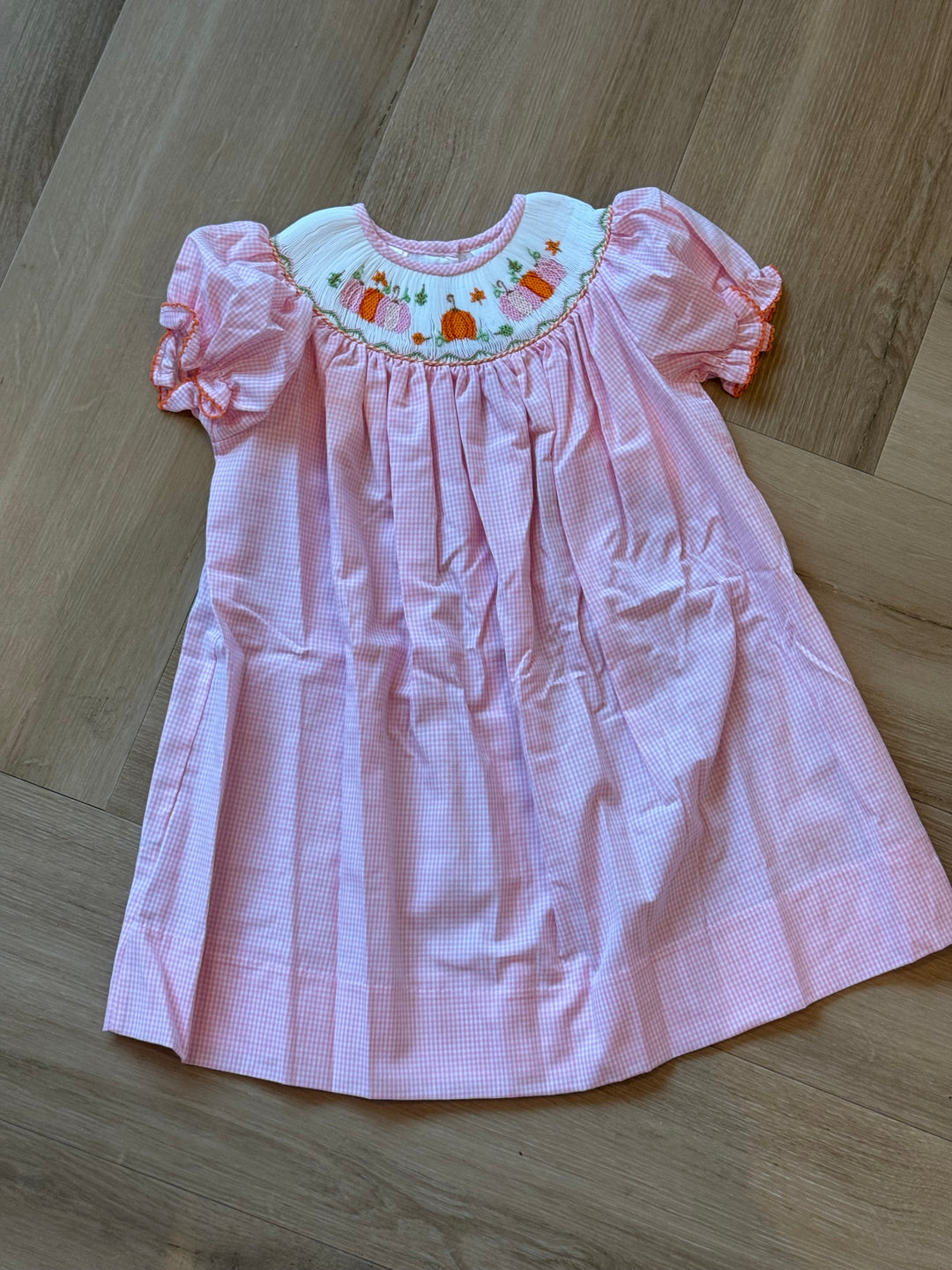 Pink Gingham Pumpkin Bishop Dress