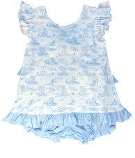 Mae Banded Short Set-Blue Puppy Knit