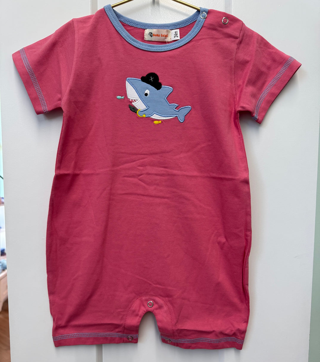 Boy S/S Romper-Pirate Shark
