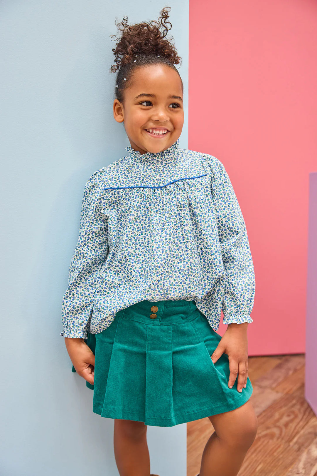 Pleated Mini Skirt-Peacock Velvet