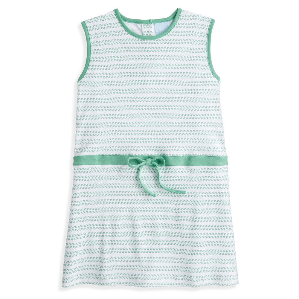 Pima Strafford Dress-Green Ticking