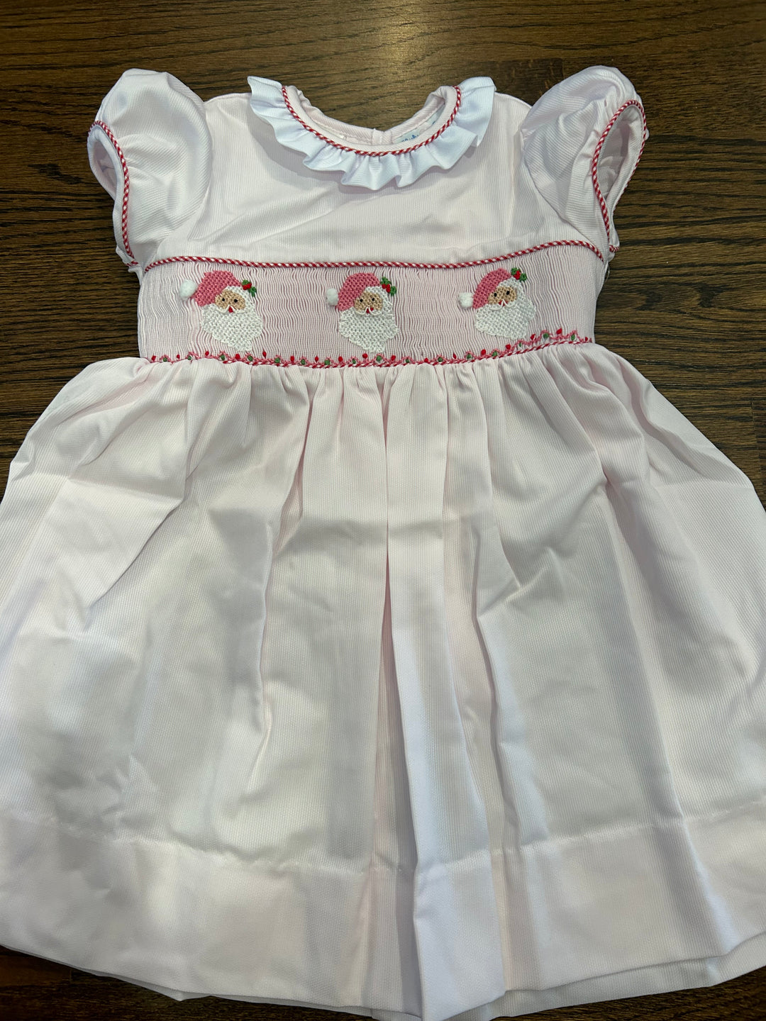 Smocked Santa Rose Dress Pink