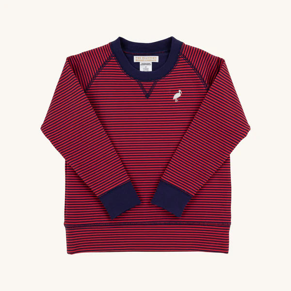 Cassidy Comfy Crewneck-Rich Red/Nan Navy Stripe