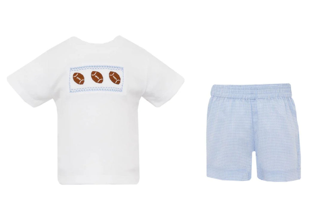 Blue Gingham Football Short Set