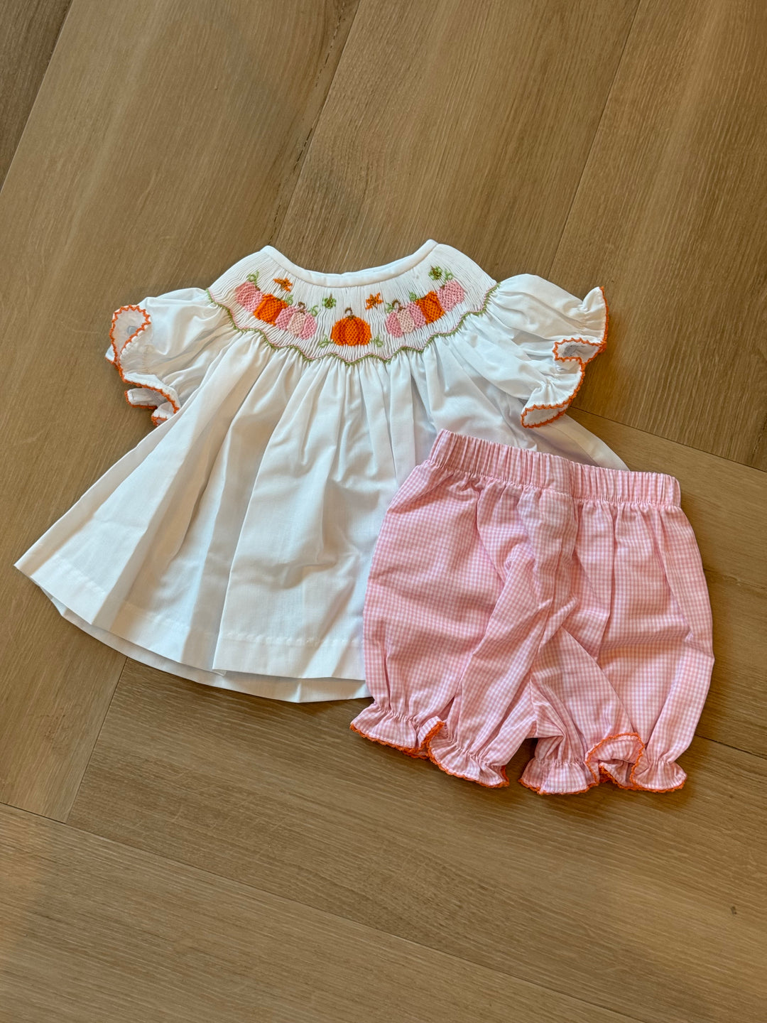 Pink Gingham Pumpkin Bloomer Set