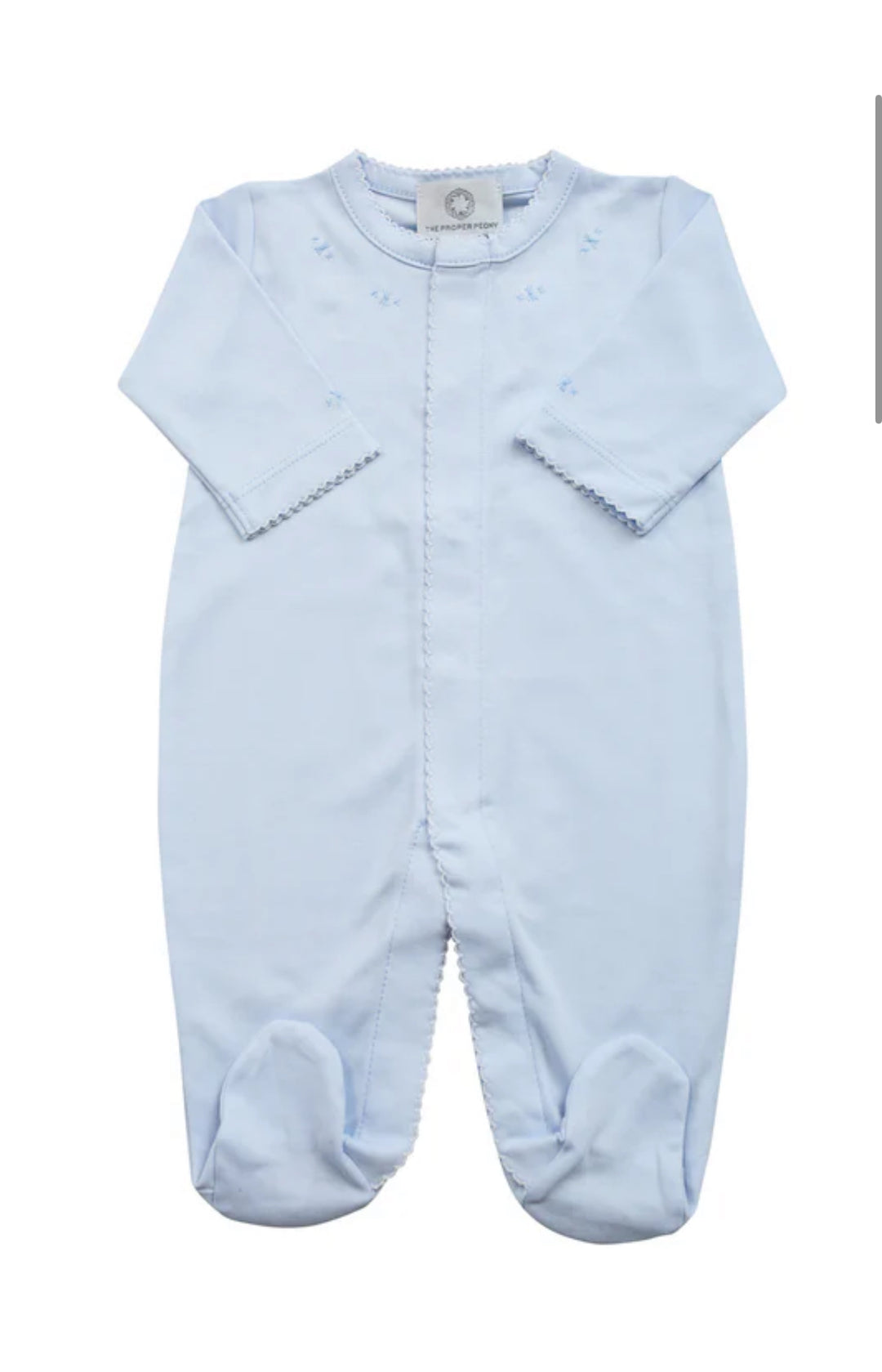 Proper Pima Footed Pajamas-Blue Emb