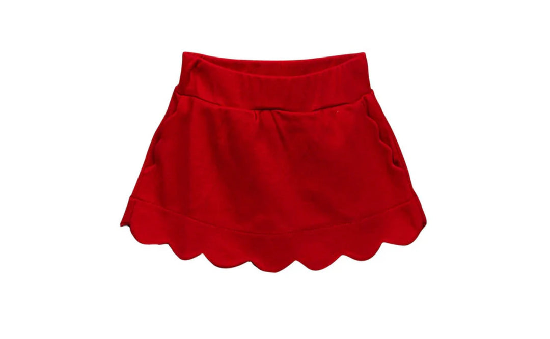 Sophie Scalloped Skort-Red