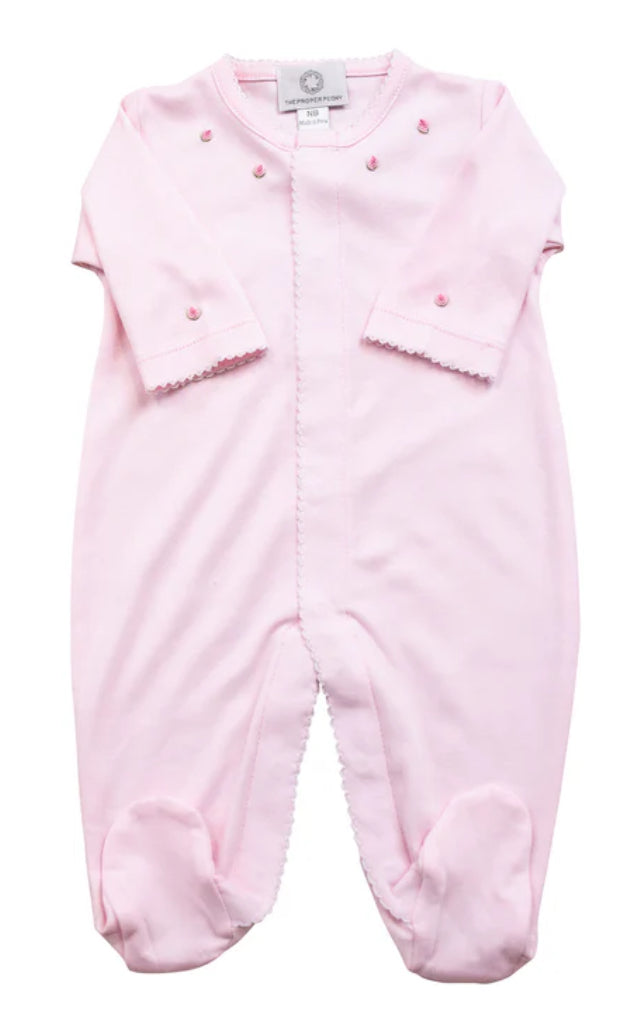 Proper Pima Footed Pajamas-Pink Emb