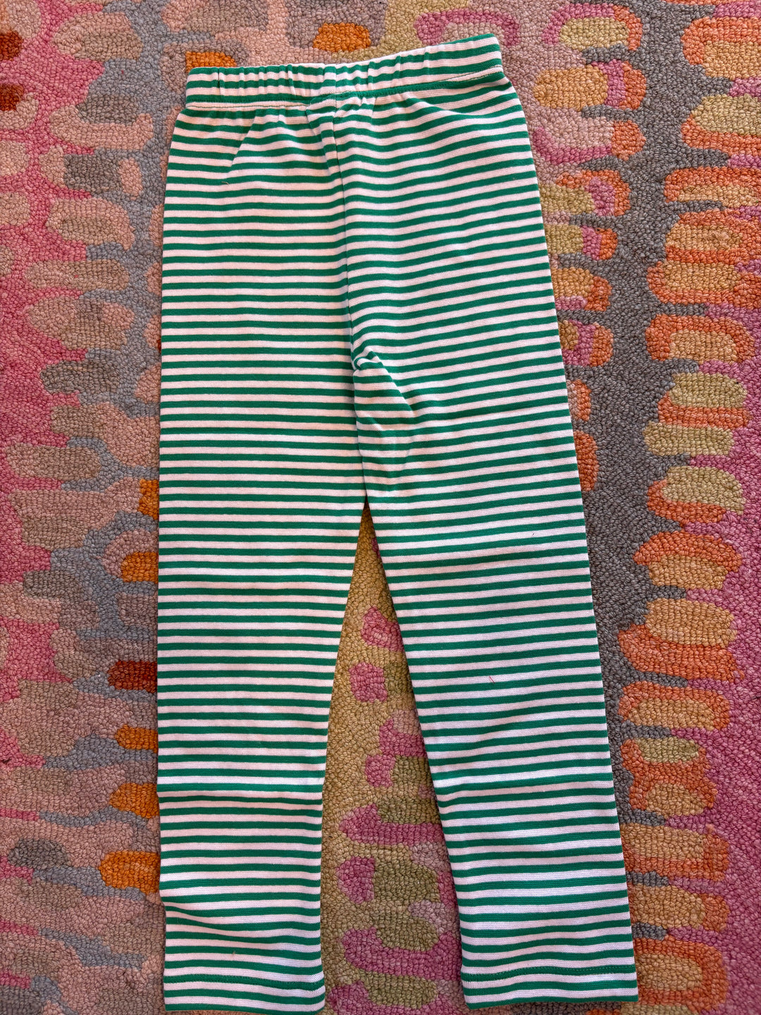 Green & White Striped Leggings