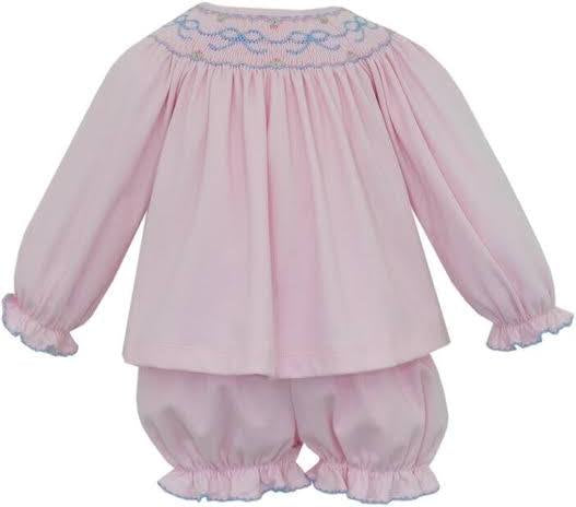 Bows Pink Knit Bloomer Set