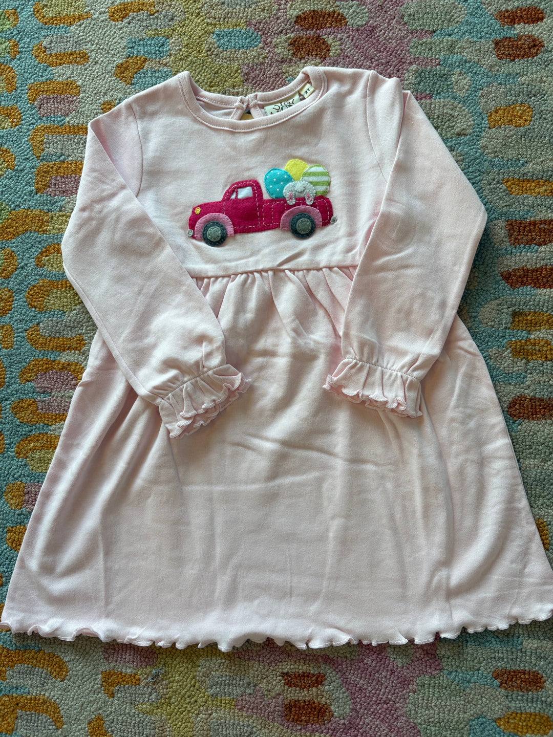 Truck with Easter Eggs Dress-Lt Pink