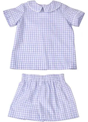 Blue & White Checked Short Set