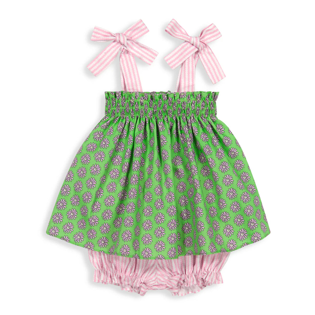 Green Dahlia Shoulder Tie Bloomer Set