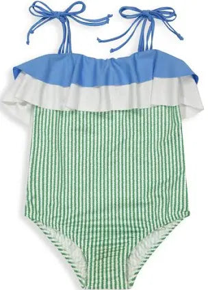 Green Bubble Stripe Newport Bathing Suit