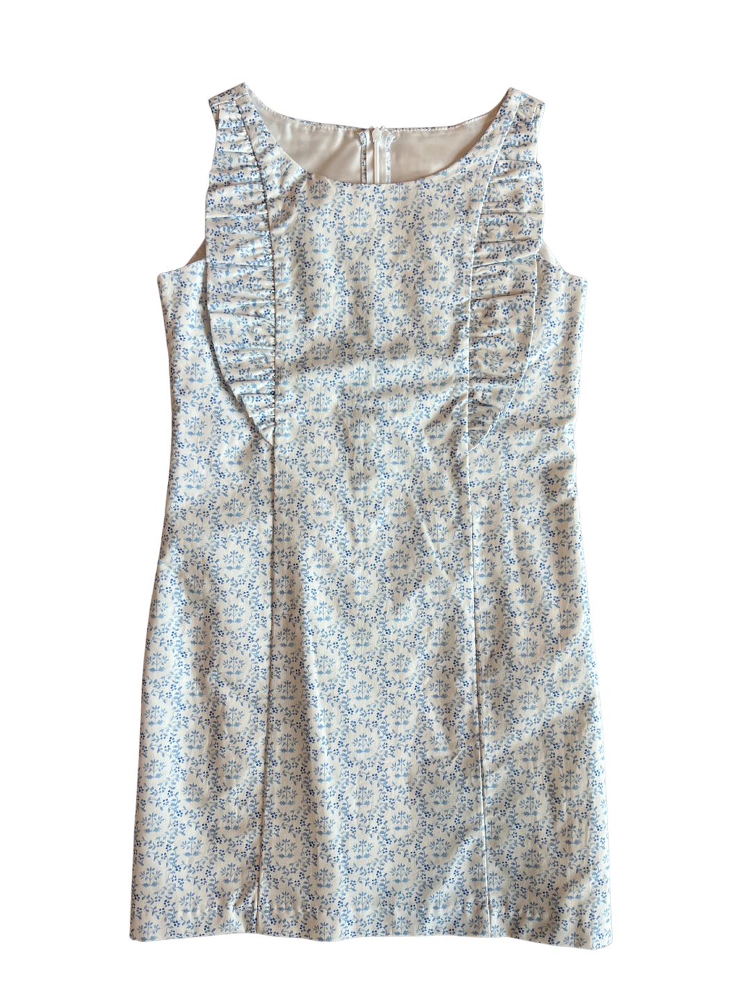 Blue Print A-Line Ruffle Dress