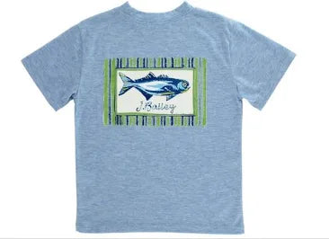 Fish Logo Tee-Heather Blue