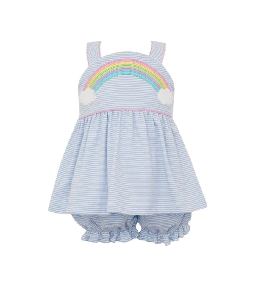Rainbow Bloomer Set-Lt. Blue Knit Stripe