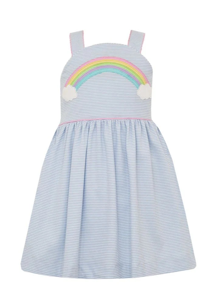 Rainbow Dress-Lt Blue Knit Stripe