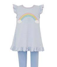 Rainbow Tunic Set-Lt Blue Knit Stripe