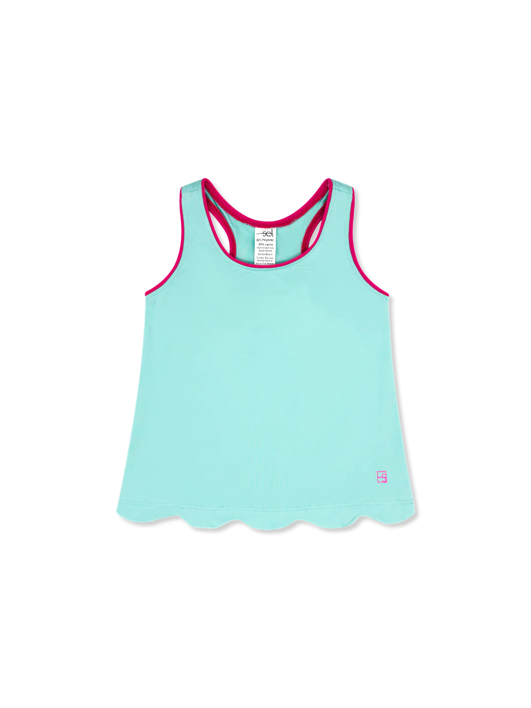 Anna Scallop Tank-Turquoise/Pink