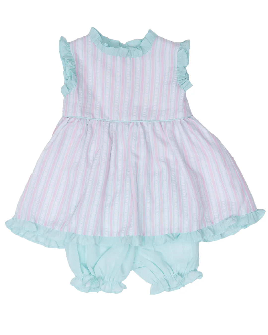 Reagan Bloomer Set-Pink/Aqua Stripe