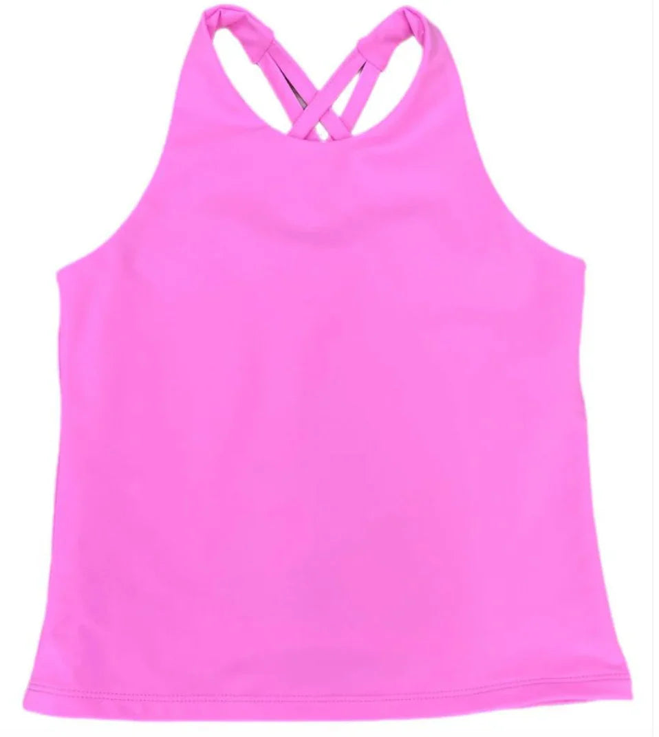 Cross Back Top-Cotton Candy Pink