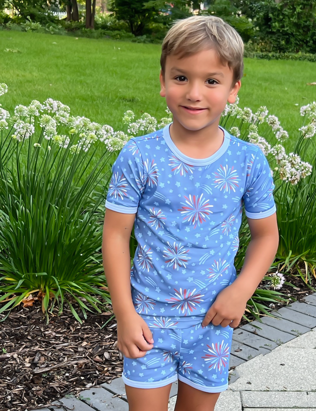 Boys 2pc Short Jammies-Fireworks