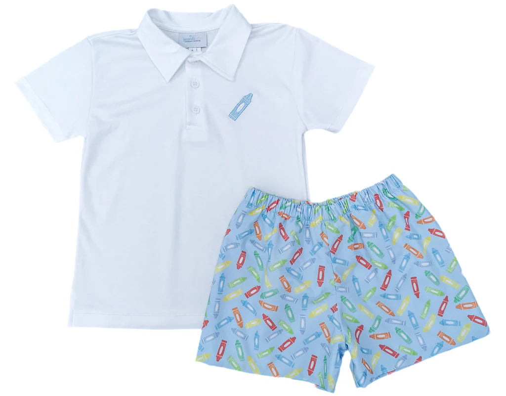 Back to School Crayon Polo Set