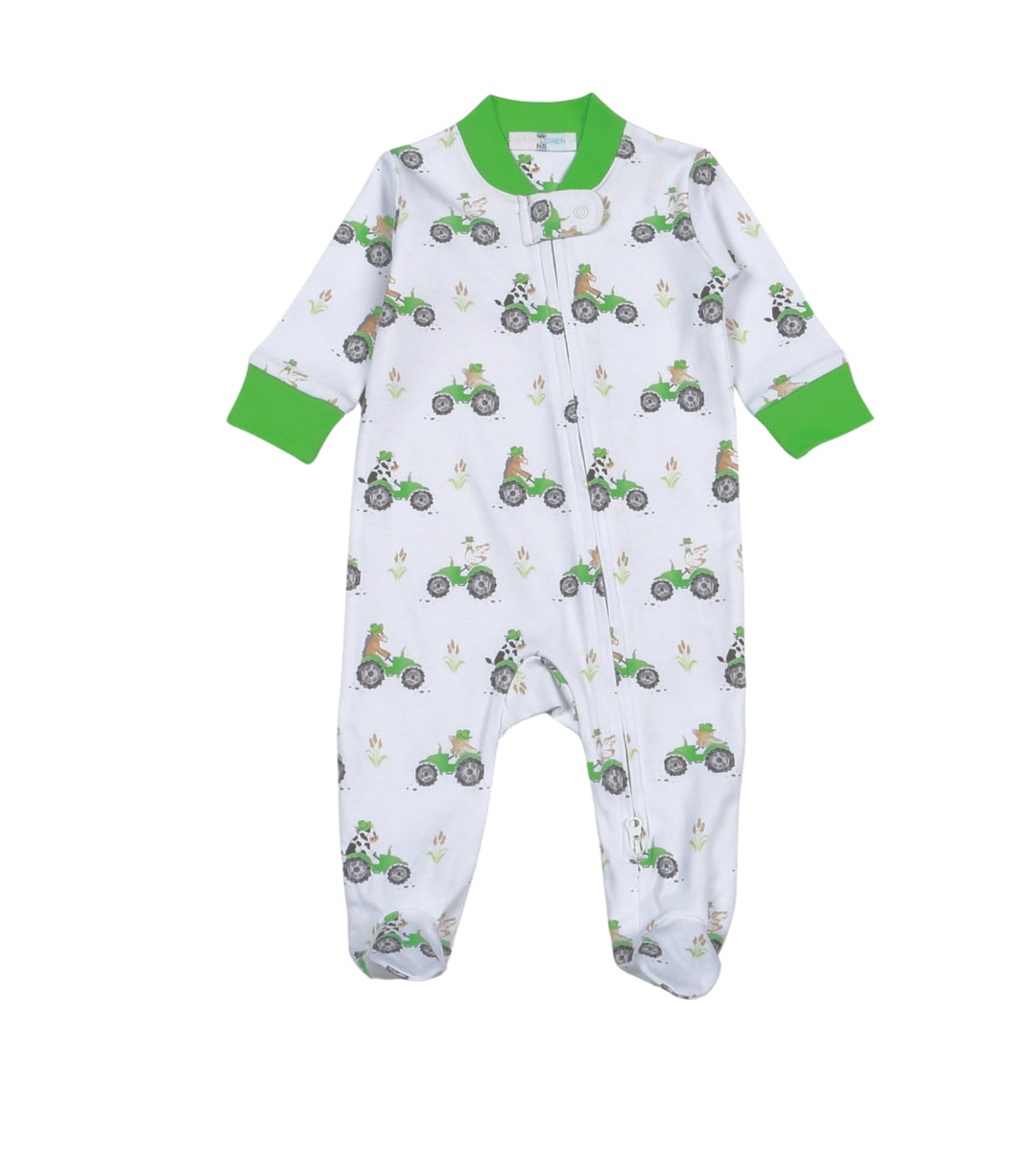 Barnyard Buddies Zipper Footie-Green