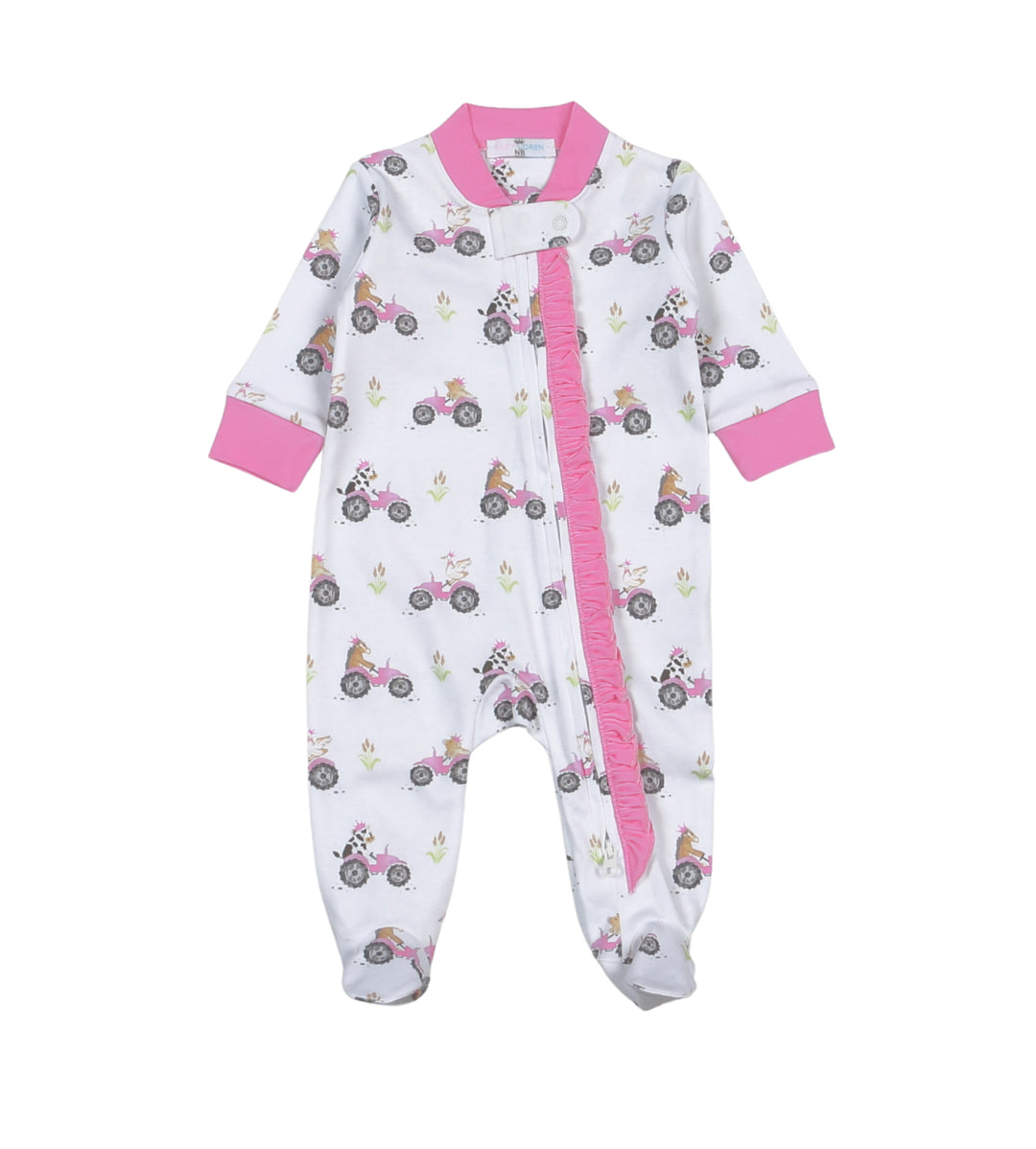 Barnyard Buddies Zipper Footie-Pink