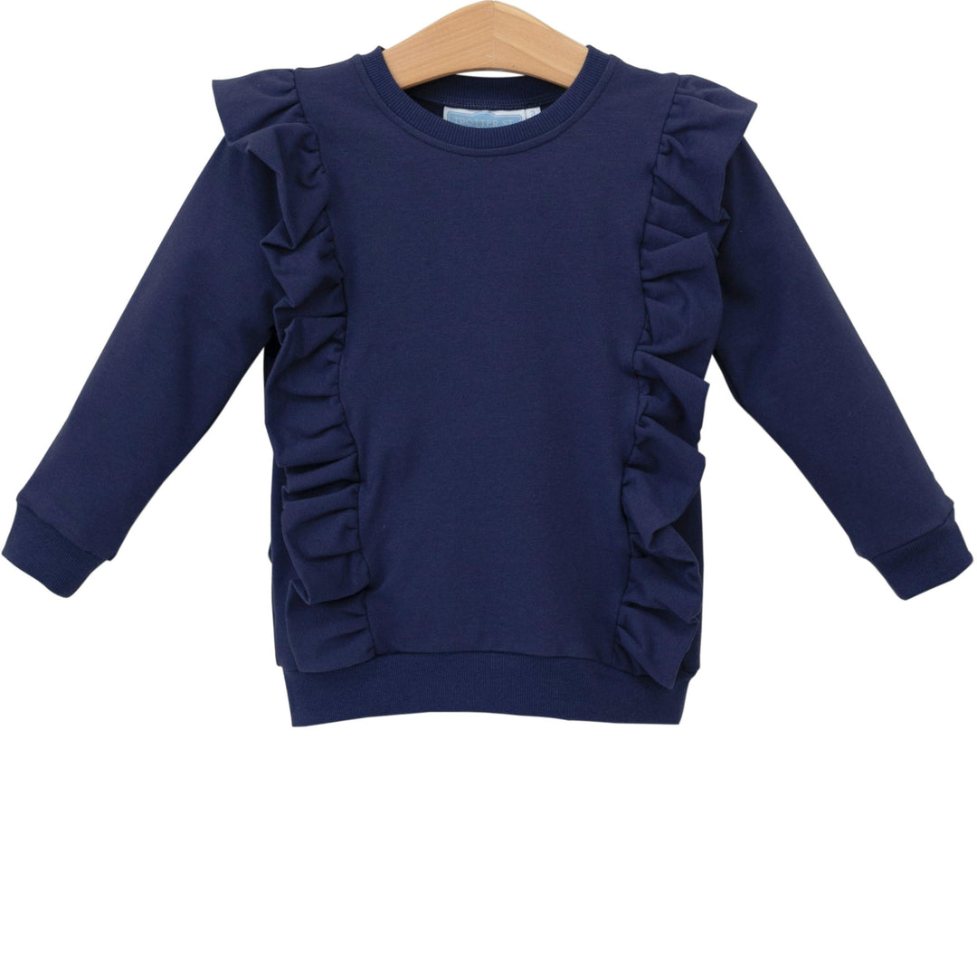 Laura Ruffle Pullover-Navy