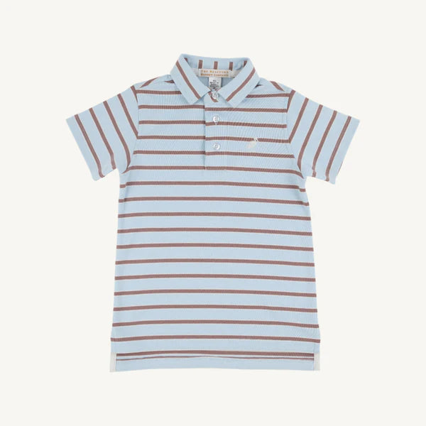 Prim & Proper Polo-Buckhead Blue/GB Brown Stripe