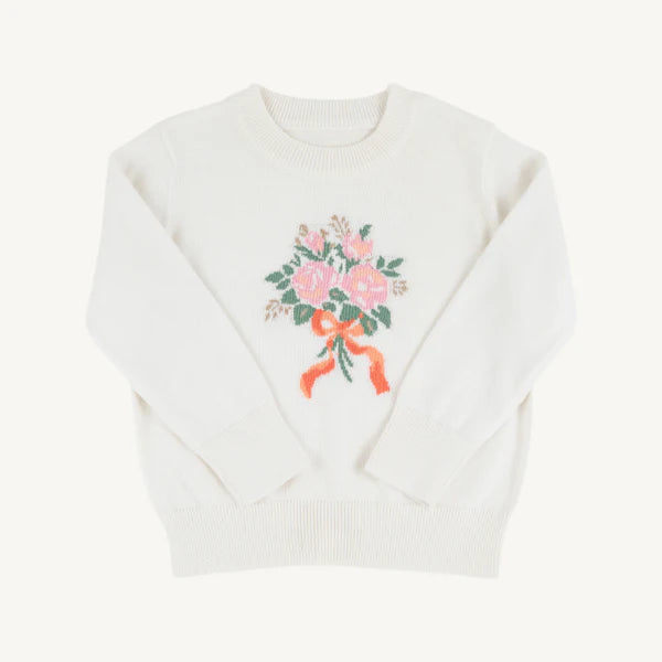 Isabelle’s Intarsia Sweater-Pal Pearl Floral Bouquet