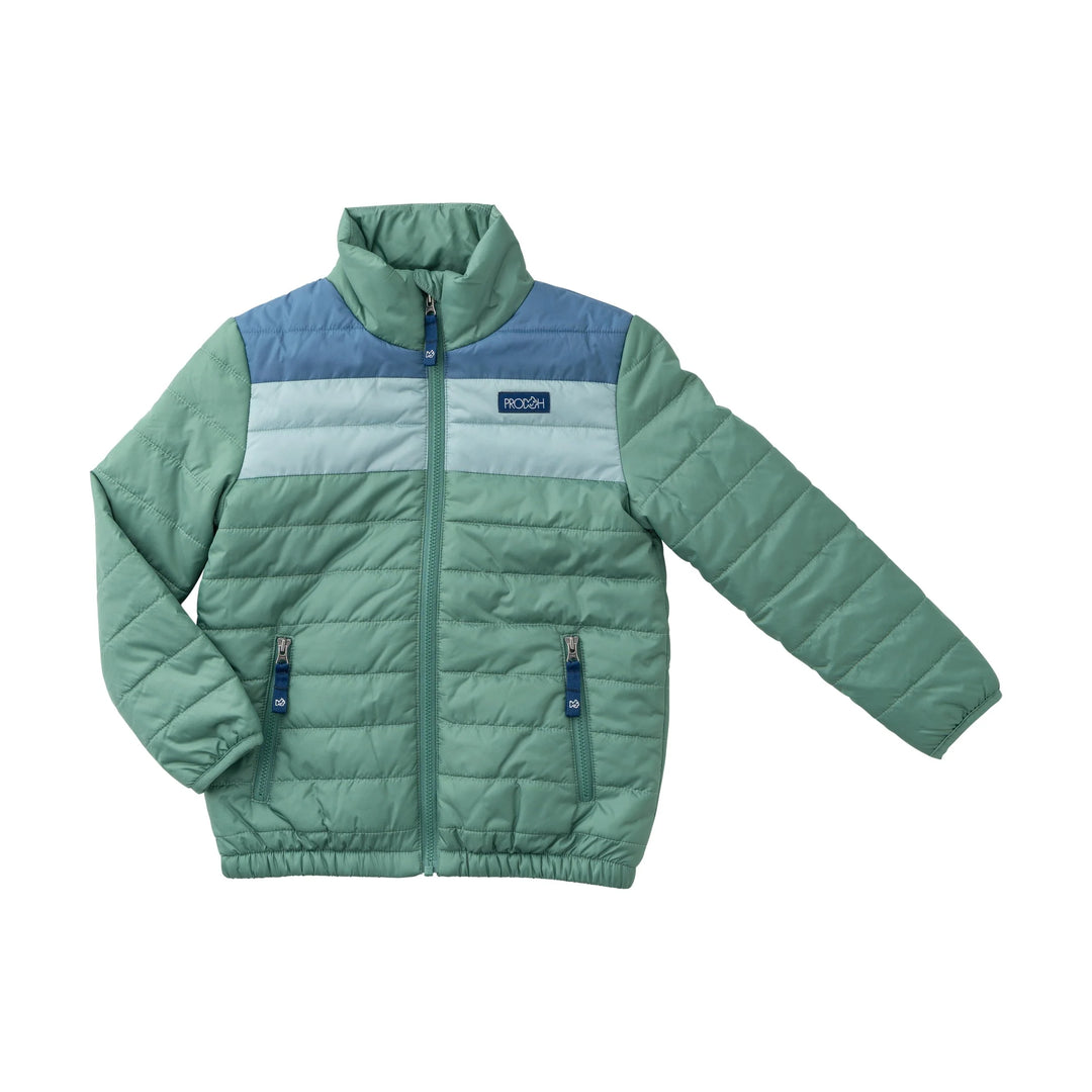 Boys Colorblock Puffer-Spruce Green