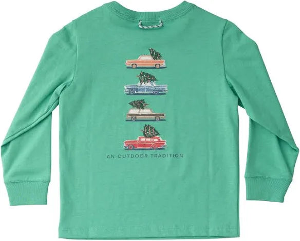 LS Cotton Tee-Vintage Cars/Christmas Trees