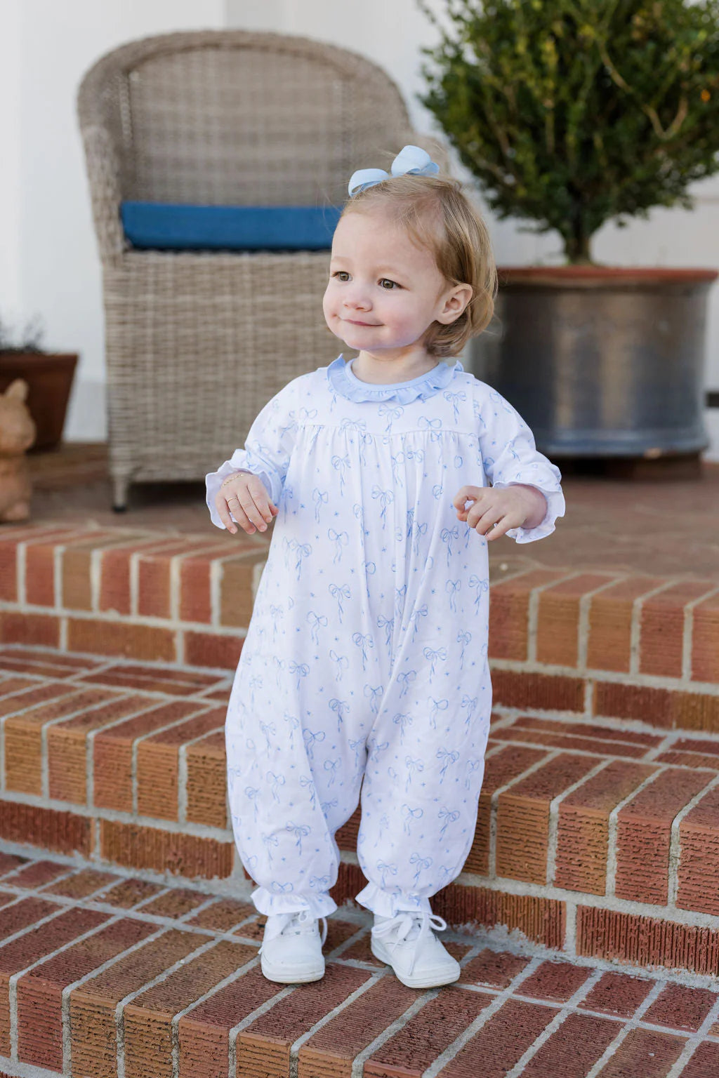 Lila Long Bubble-Blue Bows Knit